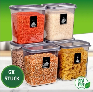 Jungengel Vorratsdose Set 6-teilig Vorratsdosen 2-Liter Lebensmittelboxen Aufbewahrungsdosen, BPA-Frei Kunststoff, (6-tlg), Stapelbar, Luftdicht, Mikrowellenkomform, Spülmaschine, BPA-Frei