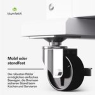 Blumfeldt Servierwagen – Küchenwagen mit Rollen, Ausziehbare Arbeitsplatte, Schublade & Offene Regale, Mobiler Rollwagen mit Rollen, Stabile Konstruktion, Regal auf Rollen, 50 x 37 x 86,5 cm