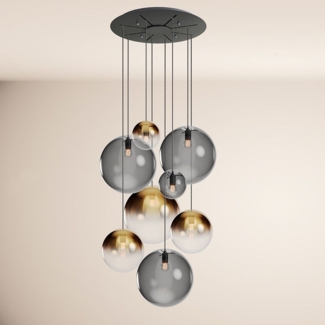 s.luce Orb Galerielampe 8-flammig Modular Gold Verlauf, Rauch