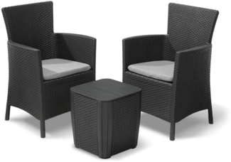 Dmora Loungeset für draußen Viking, Outdoor-Lounge mit Couchtisch, Terrassenset mit Kissen, Gartenkomposition mit Sofa und Sesseln, 62x60 h89 cm, Anthrazit