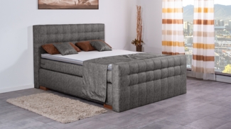 Meisterbetten Boxspringbett Luis 120x200 in MS-Grey, Matratzenbezug Nano, Komfortschaum-Topper