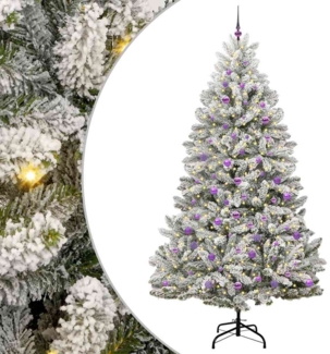vidaXL Künstlicher Weihnachtsbaum Grün und Weiß 240 cm PVC und Metall 3395772