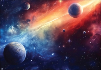 Wallarena Fototapete Kinderzimmer Weltraum Planeten Kinder Vlies Tapete Wandtapete, Glatt Vlies Washable, Weltraum, Planeten, (Packung, 8 St, Vlies Fototapete), Vliestapete bunt blau rot Kinderzimmer Tapete + Kleister Motivtapete