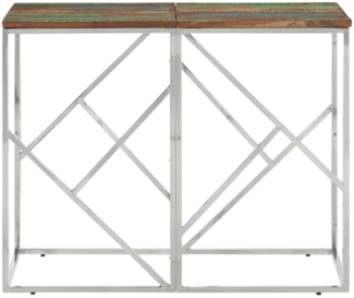 vidaXL Konsolentisch Silbern Edelstahl und Altholz Massiv 349992