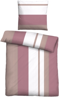 Traumhaft schlafen - Castell - Markenbettwäsche Feinbiber Bettwäsche 0350443 LÄNGSSTREIFEN, altrosa, 1x 155x220 cm + 1x 80x80 cm