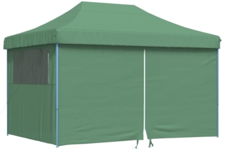 vidaXL Pop-Up Partyzelt, faltbar, Stahl / PE, Grün, mit 4 Seitenteilen, 315 x 410 x 279 cm