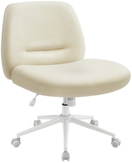 Songmics HOME Bürostuhl, breite Sitzfläche zum Sitzen im Schneidersitz, modern, mit Kreuzfuß/Fußkreuz, höhenverstellbar, Wippfunktion, für Büro, Homeoffice, cremeweiß
