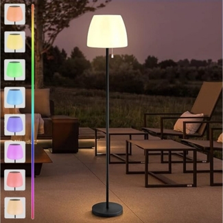 PRIISF LED Stehlampe kabellos Stehleuchte Solar Stehlampen Außen Innen Akku Gartenleuchte, USB-Aufladbar, mit Lichtsensor Solarlampen Dimmbar Wegelampe Solarleuchte, Solar Straßenlaterne IP65 Hofbeleuchtung Pollerleuchte, Wasserdicht für Terrassen Gart...