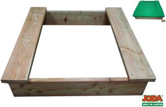 Joda Lärche Sandkasten Sandkiste 110cm Sandbox mit Abdeckplane Holz Massivholz