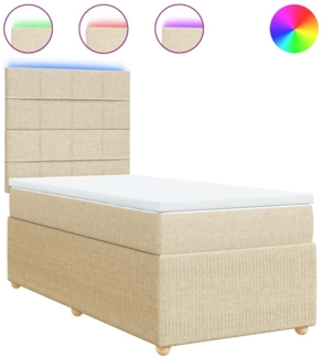 vidaXL Boxspringbett mit Matratze Creme 90x200 cm Stoff 3294244