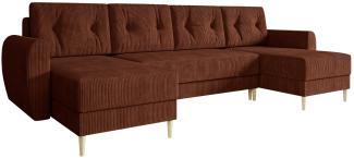 Ecksofa Jazon U Cord mit Bettkasten und Schlaffunktion (Farbe: Poso 39)