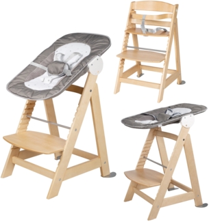 roba Treppenhochstuhl 'Born Up' - Set 2 in 1 - 'Sternenzauber' - mit Liegefunktion - ab Geburt - Natur