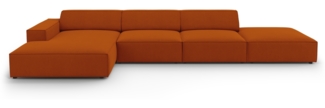 Micadoni Ecksofa Jodie 5-Sitzer Links Strukturierter Stoff Terrakotta Kunststoff schwarz