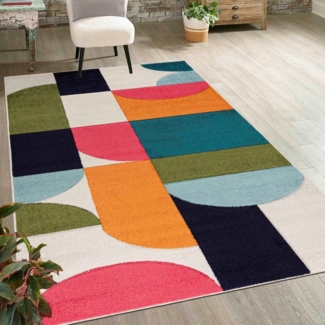 Mazovia Designteppich Modern Geometrischer Teppich Bunt Weich Teppich für Wohnzimmer Bunte, 80 x 150 cm, Fußbodenheizung