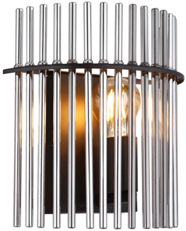 Wandleuchte, Metall, Glas, rauchfarben