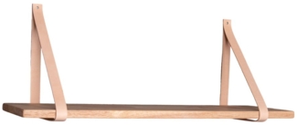 Regal, natur, braune Lederbänder, 120x20 cm