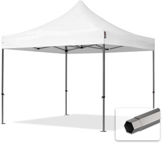 3x3 m Faltpavillon, PREMIUM Stahl 40mm, feuersicher, weiß