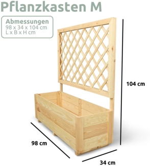 2er Set Pflanzkästen mit Rankgitter - Kiefer - 98 x 34 x 104cm