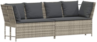 vidaXL Gartensofa mit Kissen Hellgrau Poly Rattan 4104127