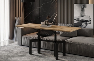 Endo-Moebel Couchtisch Oliana - ausziehbar 110-170cm und höhenverstellbar Doppellift Metall, Couch- & Esstisch, Funktionstisch, modern Design, umwandelbar