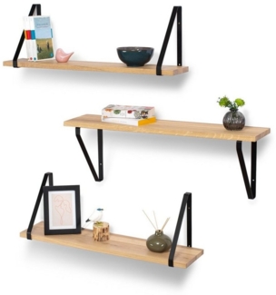 Rikmani Wandregal RAY Schweberegal Eiche schwarz, Holzregal, Wandboard, Bücherregal