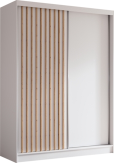 AX LIVING Cabinio Kleiderschrank 160 cm Weiß mit Artisan-Lamellen