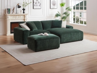 Vente-unique - Ecksofa - Ecke rechts - Cord - Tannengrün - TIRONO von Maison Céphy