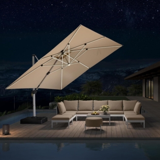 Sonnenschirm LED Beleuchtung 365 x 365 cm UV50+ Beige