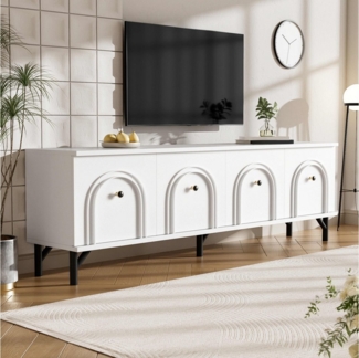 BlingBin TV-Schrank Lowboard TV-Board TV-Möbel TV-Tisch Fernsehtisch Fernsehschrank (Beistellschrank mit 4-türiges, Stilvolles Design, Soft-Close-Scharniere, 1-St, Gesamtabmessungen: 160*38*55.5cm, Produktladung: 80KG) Perfekt für Wohnzimmer und Entert...