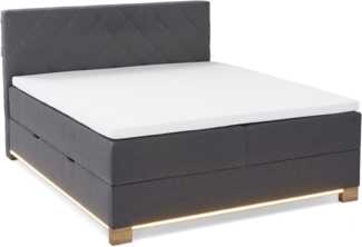 Messina Boxspringbett grau Stoffbezug Faro 213cm x 181cm x 119cm