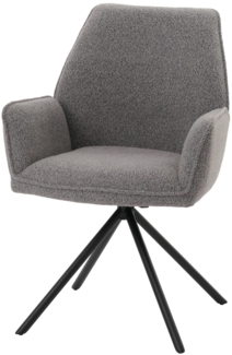 Mendler 'HWC-G67' Esszimmerstuhl mit Armlehne, drehbar mit Auto-Position, Hellgrau, Schwarz