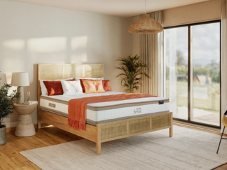 Vente-unique - Matratze - 140 x 190 cm - Hybrid 7-Zonen Taschenfederkern & Memoryschaum - Höhe 28 cm - MEYANI von YSMÉE