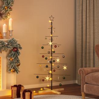 vidaXL Weihnachtsbaum Metall mit Holzständer Schwarz 150 cm 359604