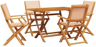 vidaXL 5-tlg. Garten-Essgruppe Stoff und Massivholz Beige 3281703