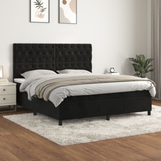 vidaXL Boxspringbett mit Matratze Schwarz 160x200 cm Samt 3143213