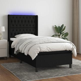 vidaXL Boxspringbett mit Matratze & LED Schwarz 80x200 cm Stoff, Härtegrad: H2 [3138511]