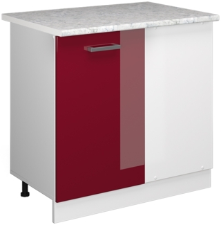 Vicco Eckschrank für Hausrat Bordeaux Hochglanz 86 cm mit Tür, mit Arbeitsplatte, R-Line