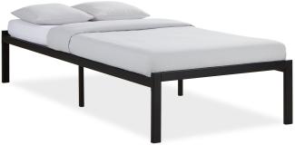 Metallbett 90x200 cm Schwarz Einzelbett Futonbett Bett Bettgestell Lattenrost Gästebett Jugendbett