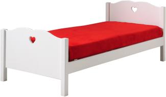 Amori Einzelbett 90x200 cm inkl. Lattenrost, Ausf. MDF weiß lackiert