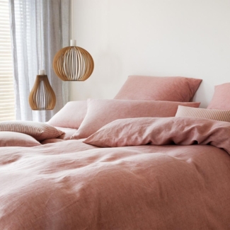 elegante Halbleinen Bettwäsche Breezee terra|155x220 cm + 80x80 cm