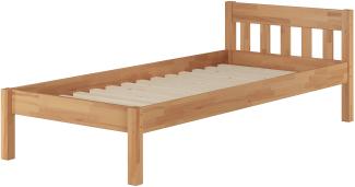 Erst-Holz Einzelbett mit Kopfteil Überlänge Buchebett geölt Massivholz 100x220 mit Rollrost