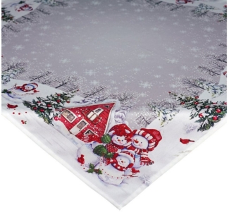 matches21 HOME & HOBBY Tischdecke Tischdecke JUNA Schneemänner Weihnachten Polyester 110x110 cm (1-tlg), Pflegeleicht & waschbar bei 30 °C