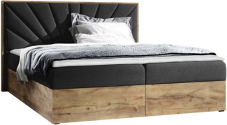 Boxspringbett Worik VII, Schwarz, 140x200 cm