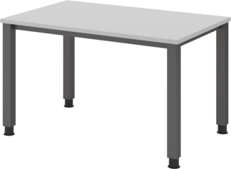 bümö manuell höhenverstellbarer Schreibtisch 120x80 cm in grau, Metall-Gestell: Graphit - PC Tisch höhenverstellbar & belastbar bis 140 kg, Büro- und Computertisch klein, QS-12-5-G