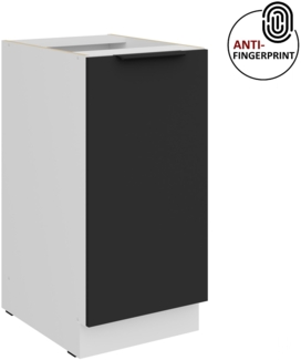 Küchen Unterschrank 40 cm Küche ARIA Schwarz ultra matt + Weiss matt, hochwertige Fronten mit Anti Fingerprint Beschichtung Küchenzeile Küchenblock