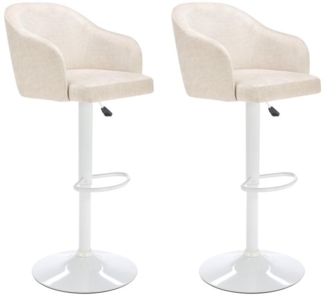 Vente-unique - Barhocker 2er-Set - Stoff & Metall - Höhenverstellbar - Cremefarben & Weiß - CARSTEN