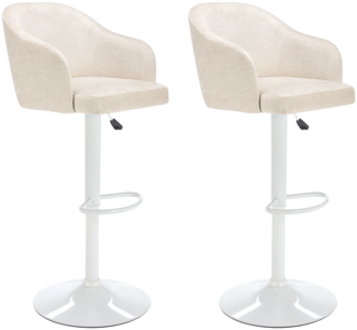 Vente-unique - Barhocker 2er-Set - Stoff & Metall - Höhenverstellbar - Cremefarben & Weiß - CARSTEN