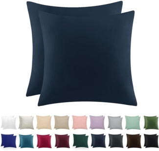 Kissenbezug 80x80 2er Pack Dunkelblau Mikrofaser Reißverschluss