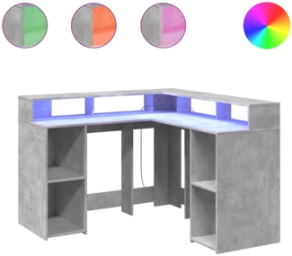vidaXL LED-Schreibtisch Betongrau 130x130x91 cm Holzwerkstoff 3309450