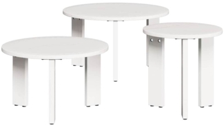 vidaXL Couchtisch 3 pcs Weiß 47,5 x 47,5 x 27 cm Massivholz Kiefer 873563